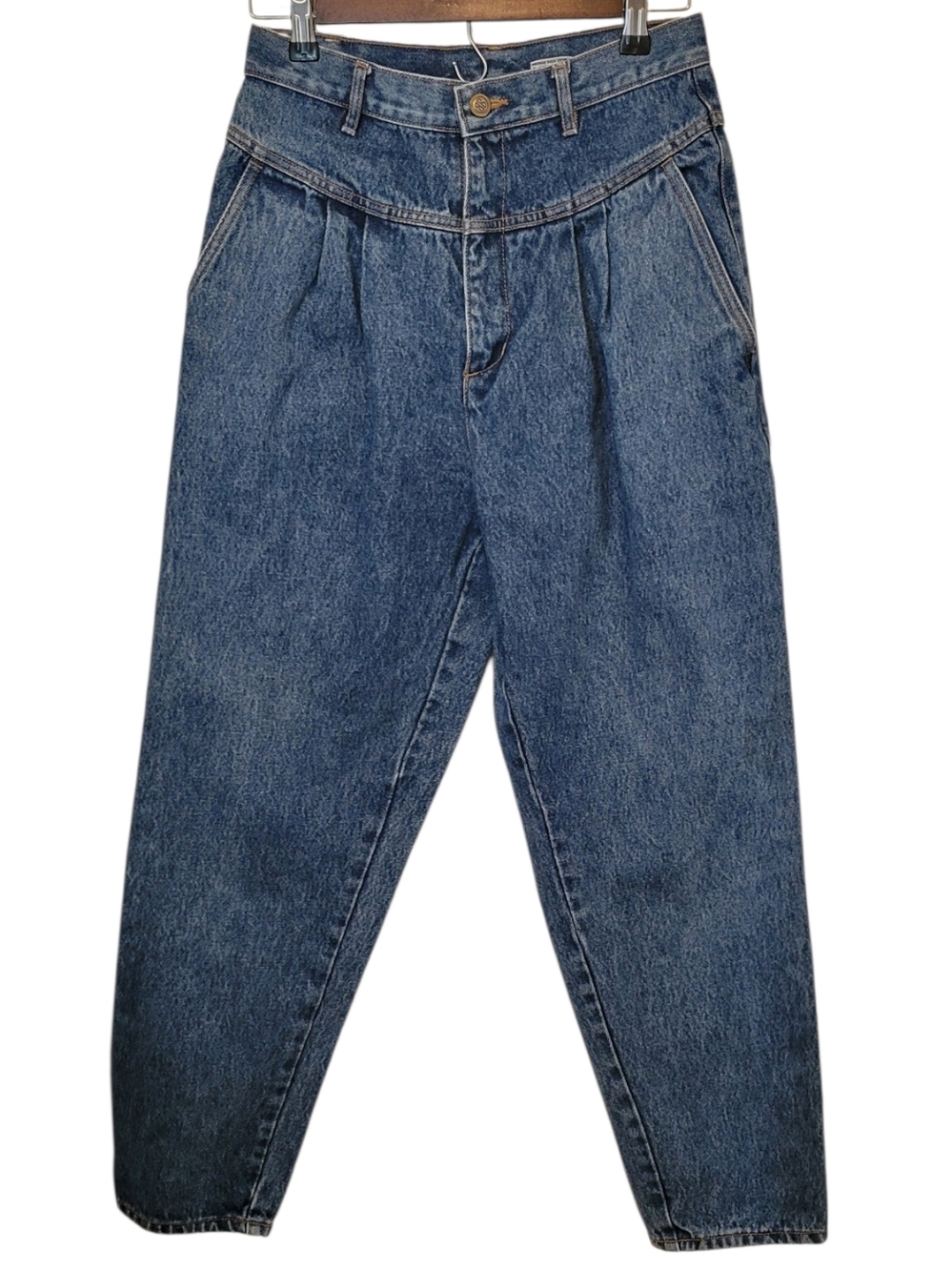 Vintage Bill Blass High Rise Pleated Tapered Jeans Size 10 Mom Denim USA 80s 90s